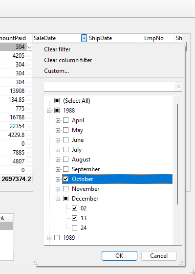 DropDown filter list. Hierarchical tree